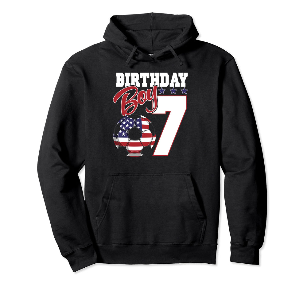 7Th Birthday Party Patriotic American Flag Hoodie - Trendy Graphic Unisex