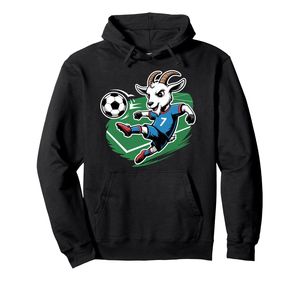 Football Goat Striker Number 7 Kicking Hoodie - Graphic Print for Adults