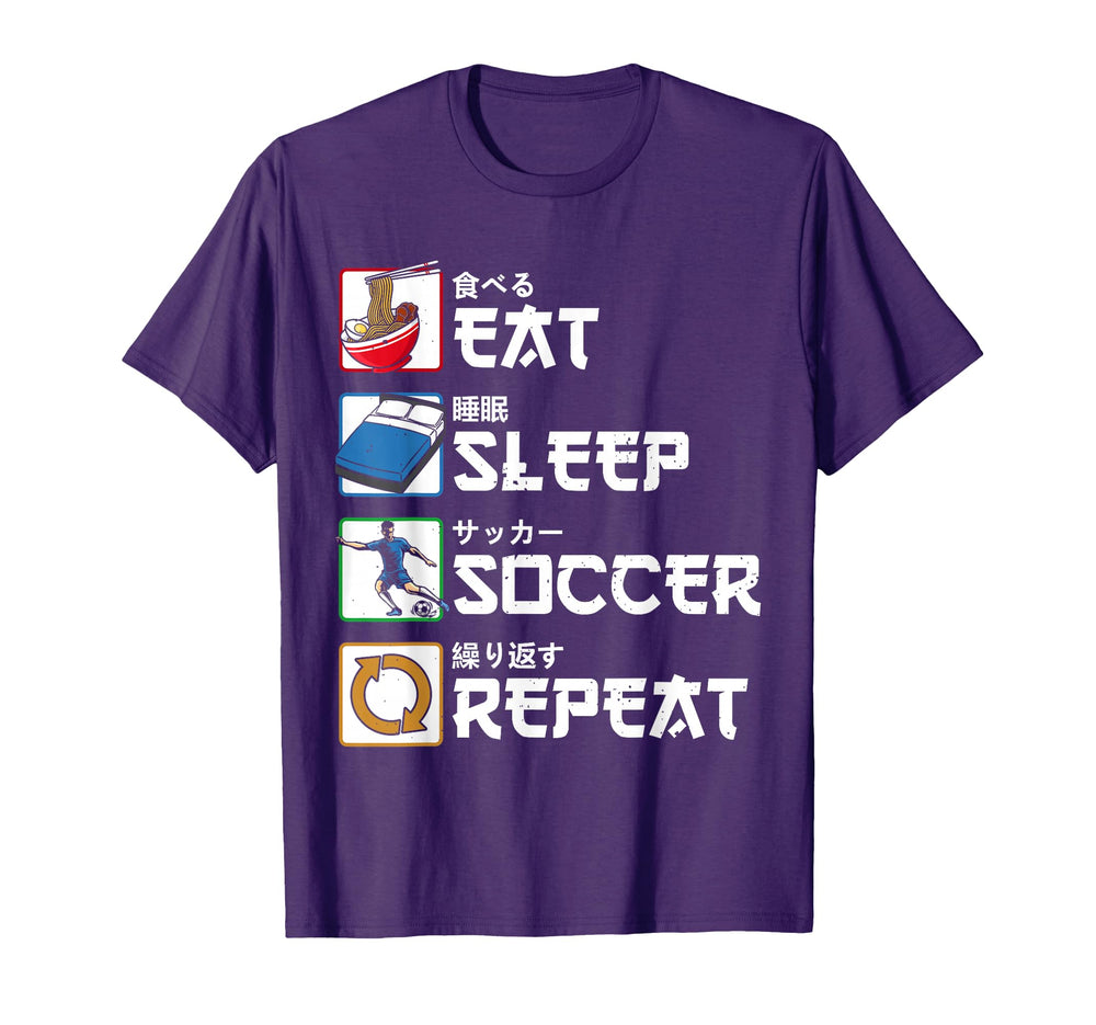 Eat Sleep Soccer Repeat Japanese T-Shirt - Aesthetic Graphic Unisex