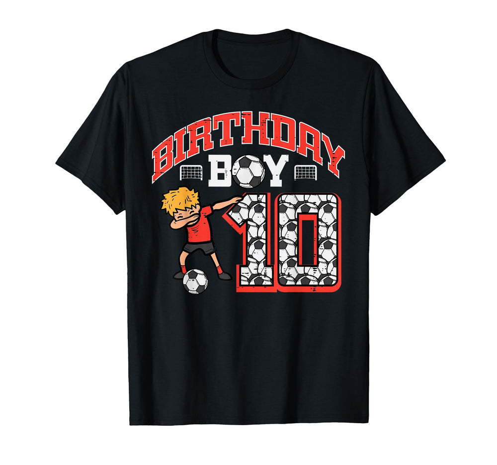 Birthday 10 Soccer Dab 10Th T-Shirt - Casual Everyday Wear for Adults