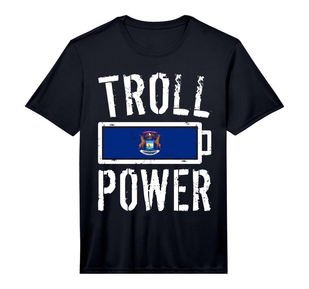 Michigan Flag Troll Power Battery Proud T-Shirt - Aesthetic Graphic Unisex