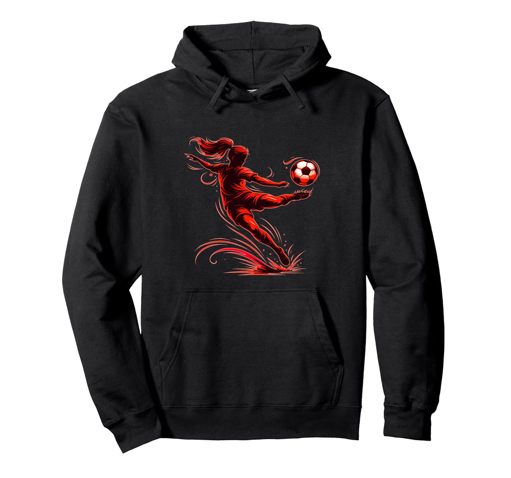Powerful Soccer Mid Air Motion Strike Hoodie - Trendy Graphic for Adults