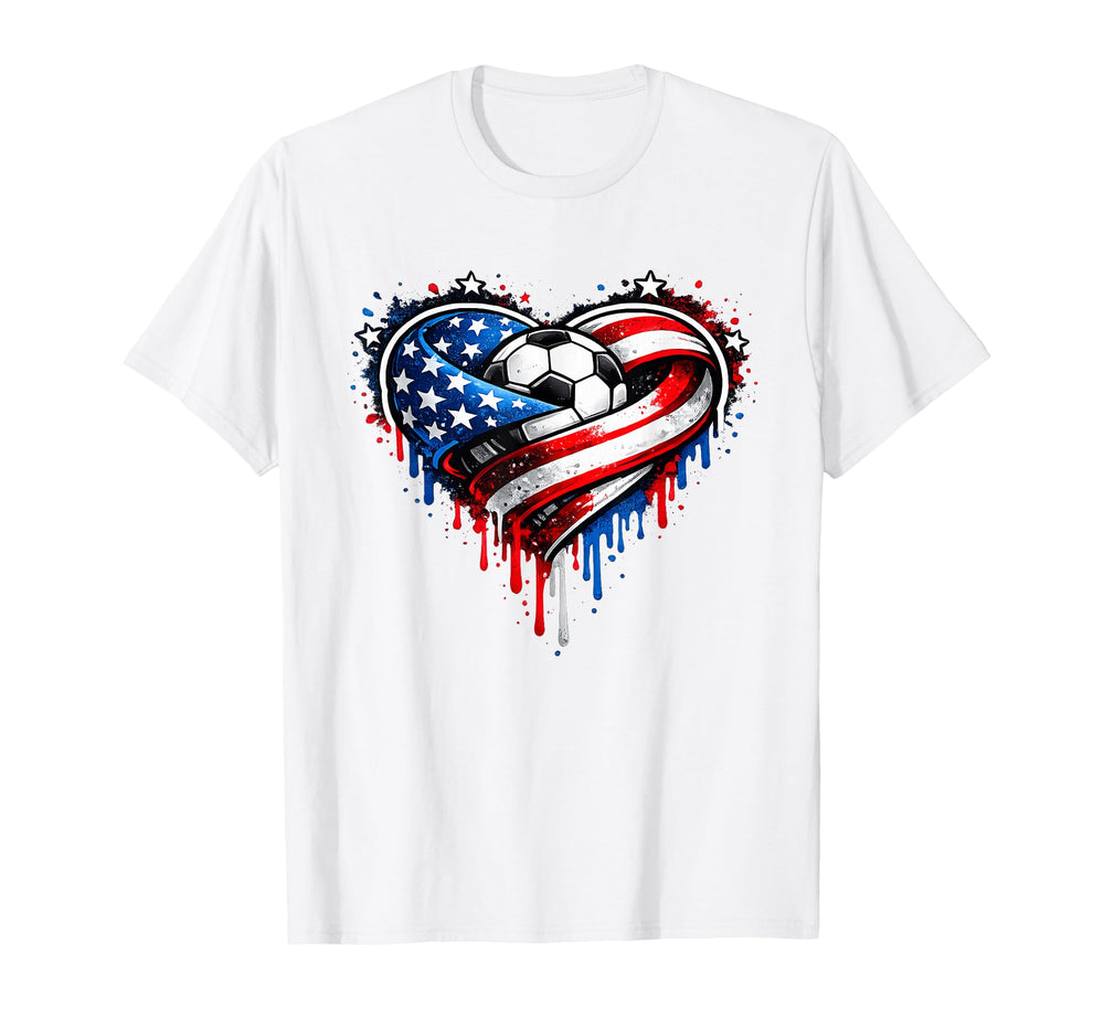 Patriotic Soccer Ball Usa Flag American T-Shirt - Trendy Graphic Men Women