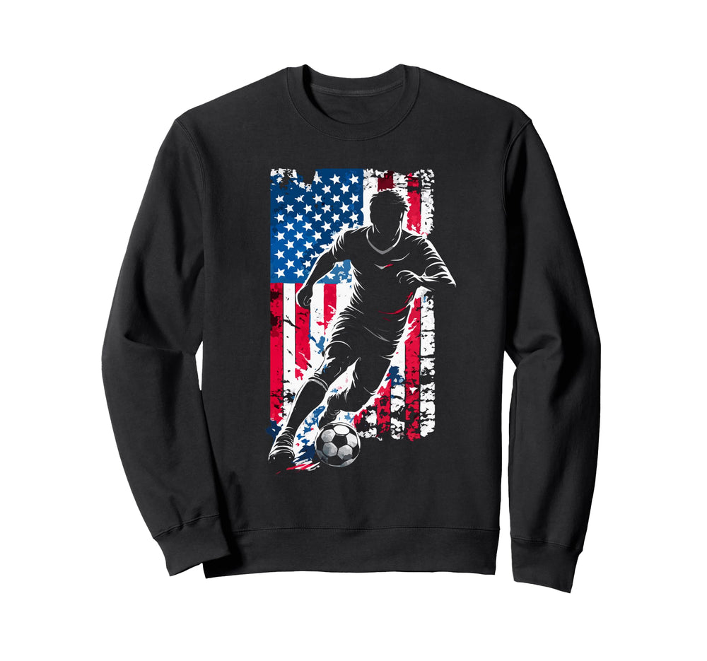American Flag Soccer Player Sweatshirt - Casual Everyday Wear for Adults