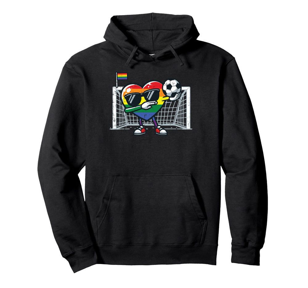 Gay Pride Heart Soccer Lgbtq Ally Rainbow Hoodie - Graphic Print Men Women