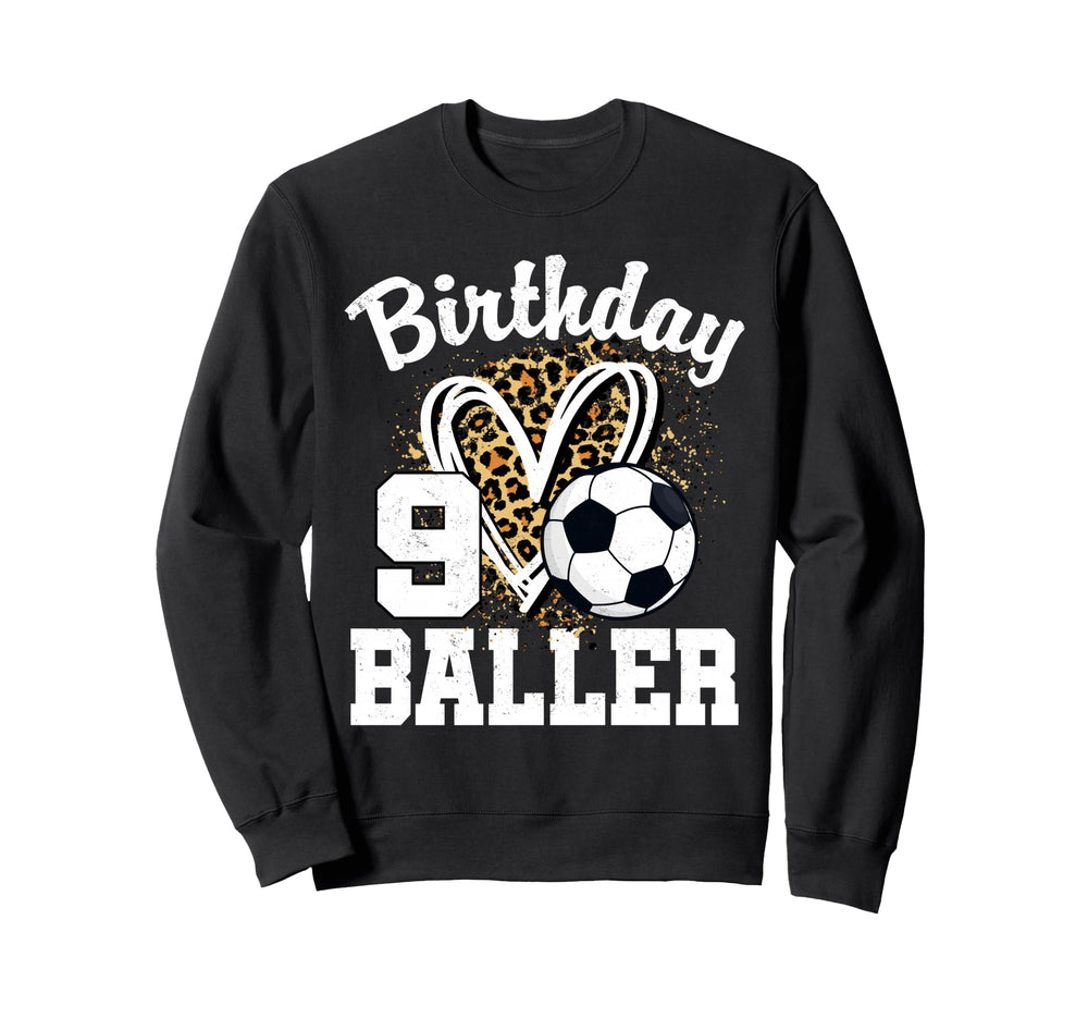 9Th Birthday Soccer Ball Leopard Sweatshirt - Unique Graphic for Adults