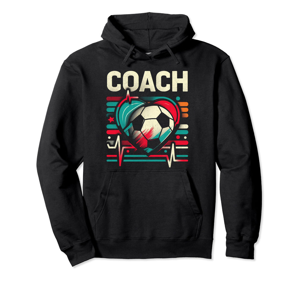 Soccer Coach Training Heart Beat Football Hoodie - Novelty Apparel Unisex