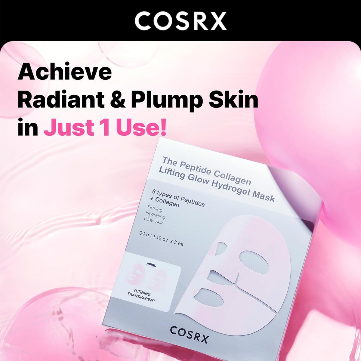 Cosrx The Peptide Collagen Lifting Glow Hydrogel Mask - Snipetell