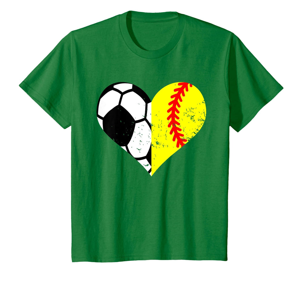 Soccer Softball Heart Funny Soccer Softball T-Shirt - Graphic Print Unisex