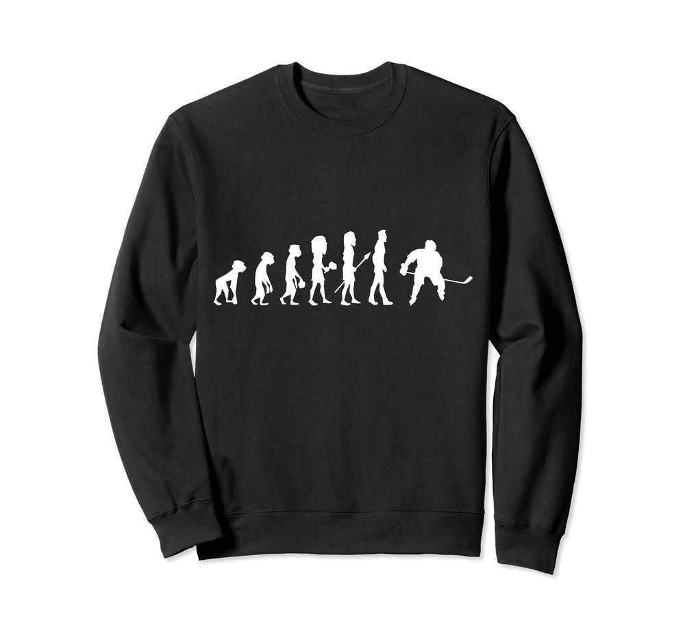 Evolution Ice Hockey Stick Sweatshirt - Fun Novelty Design for Adults