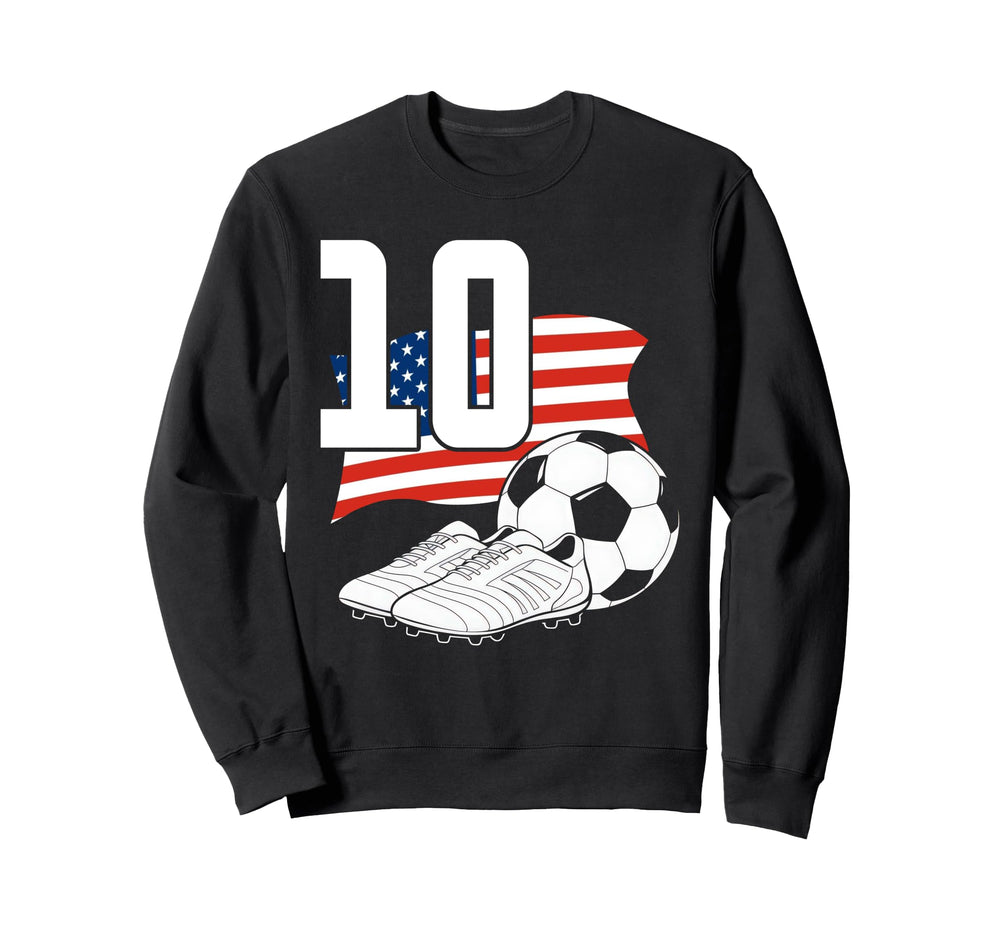 10 Soccer Birthday Gift Soccer Fan Sweatshirt - Streetwear Style Unisex