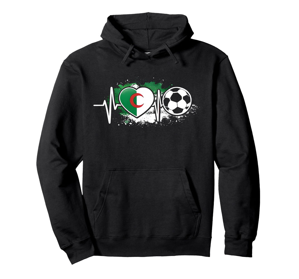 Algerian Soccer Heartbeat Flag Hoodie - Aesthetic Graphic for Adults