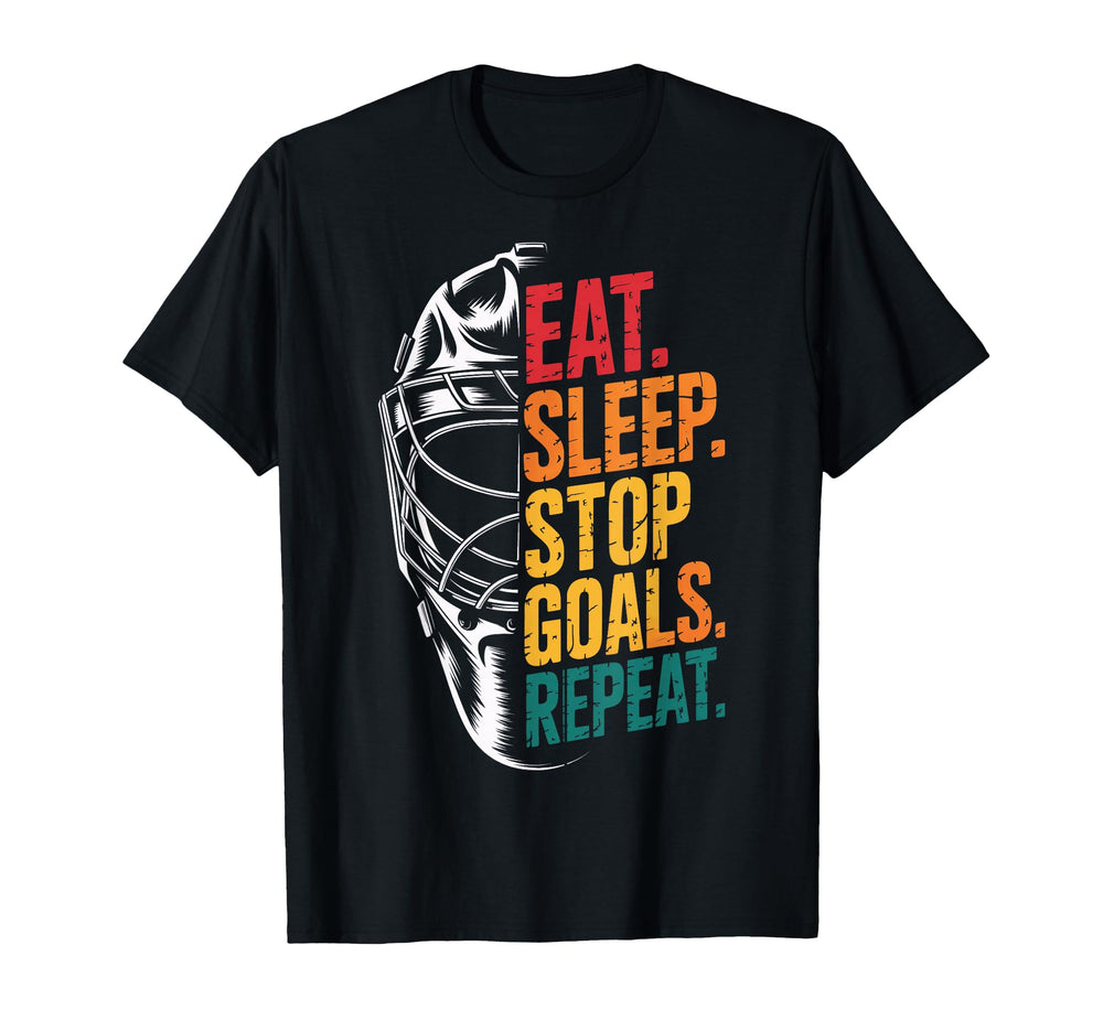 Eat Sleep Stop Goals Repeat Soccer T-Shirt - Aesthetic Graphic for Adults