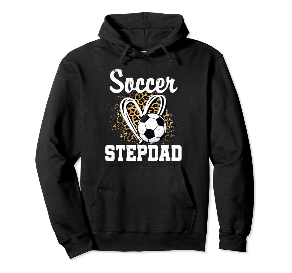 Soccer Stepdad Leopard Heart Matching Hoodie - Custom Art Print for Adults