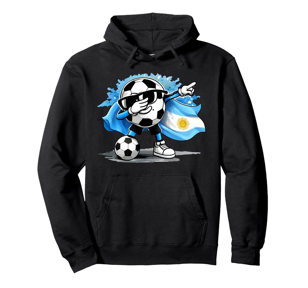 Dabbing Ball Soccer Argentina Flag Hoodie - Trendy Graphic Men Women