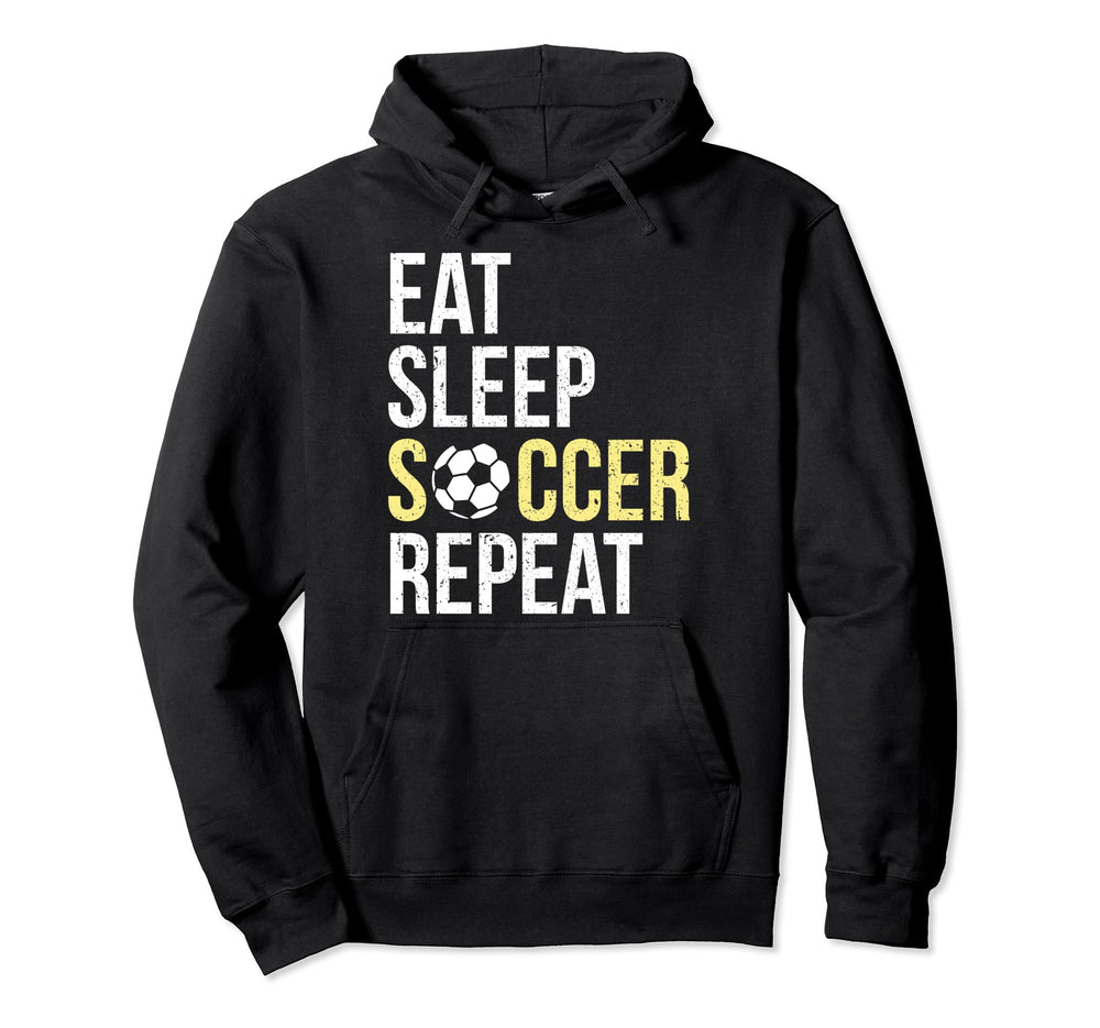 Eat Sleep Soccer Repeat Soccer Player Hoodie - Unique Graphic for Adults