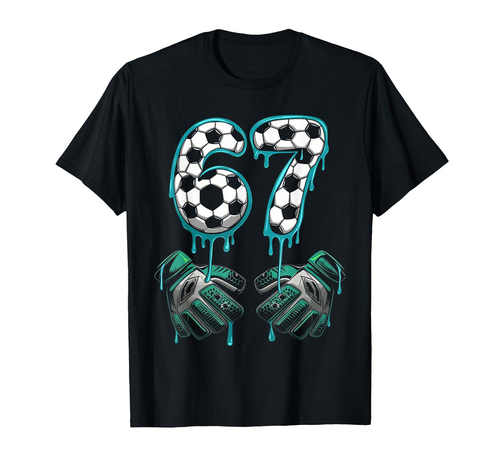 Soccer Goalie 67 Number Gloves Splash T-Shirt - Graphic Print for Adults