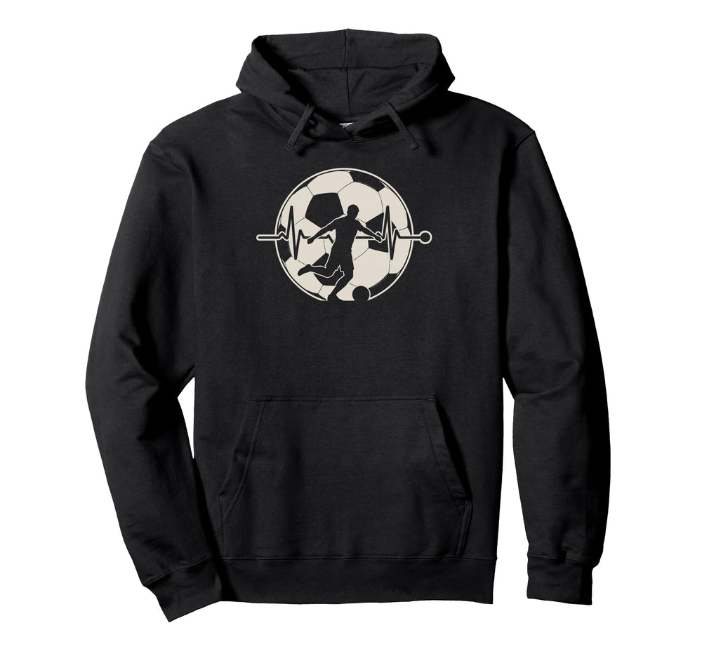 Heartbeat Football Soccer Player Hoodie - Minimalist Print for Adults