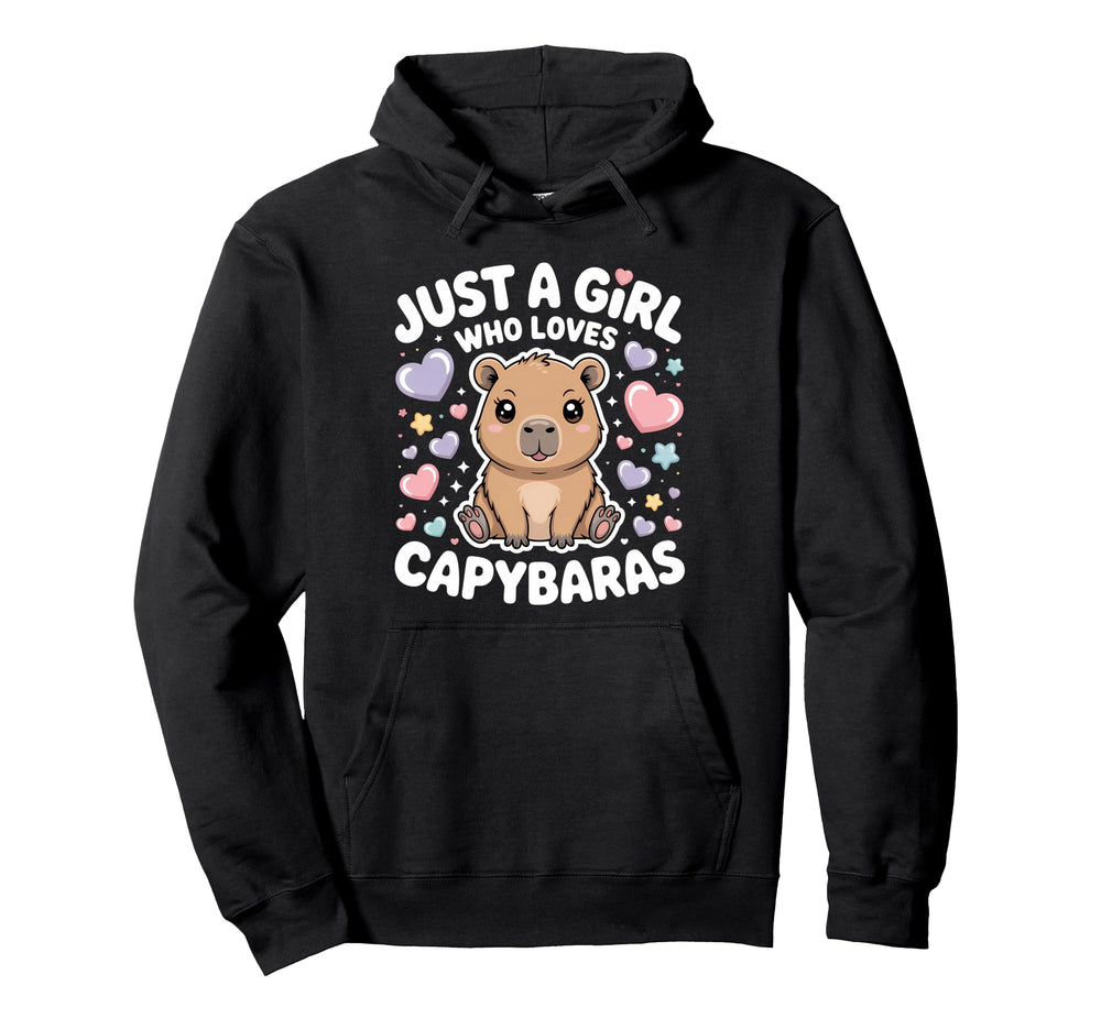 Just Who Loves Capybaras Capybara Hoodie - Minimalist Print Men Women
