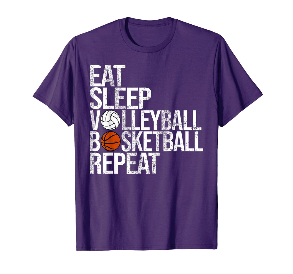 Eat Sleep Volleyball Basketball T-Shirt - Custom Art Print for Adults
