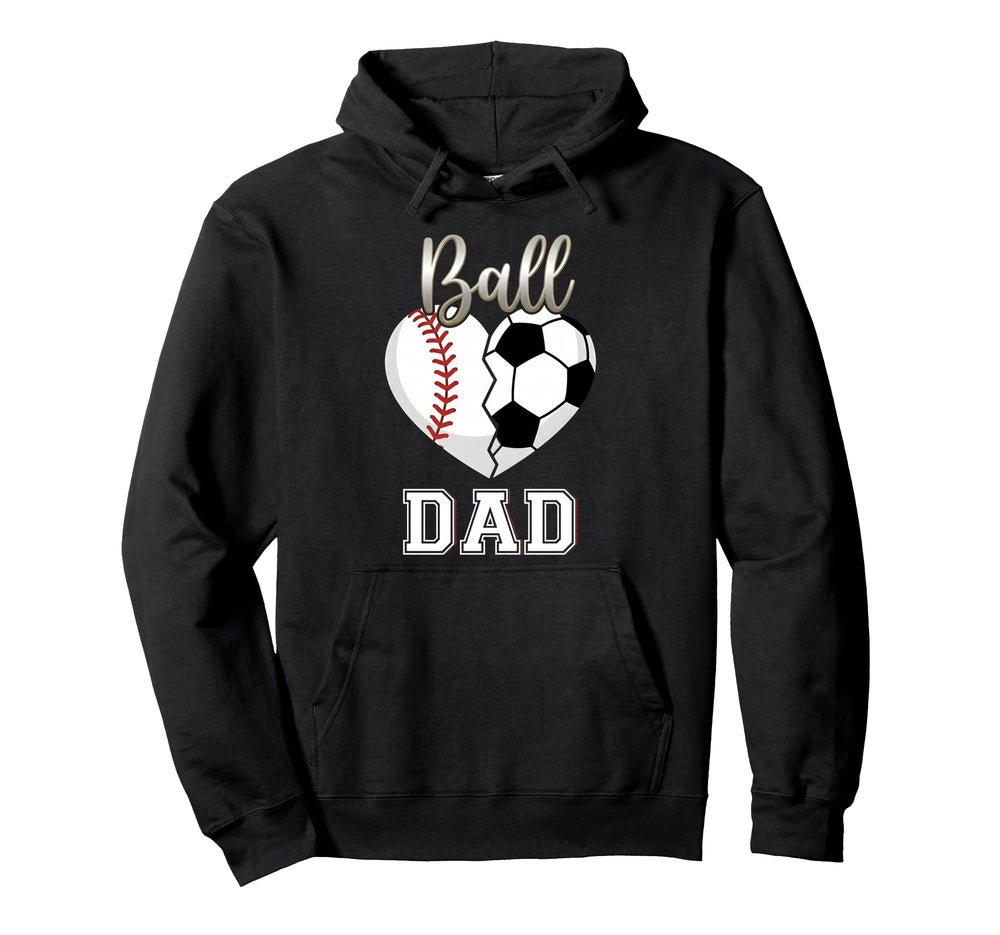 Ball Dad Baseball Soccer Heart Mothers Hoodie - Minimalist Print Men Women