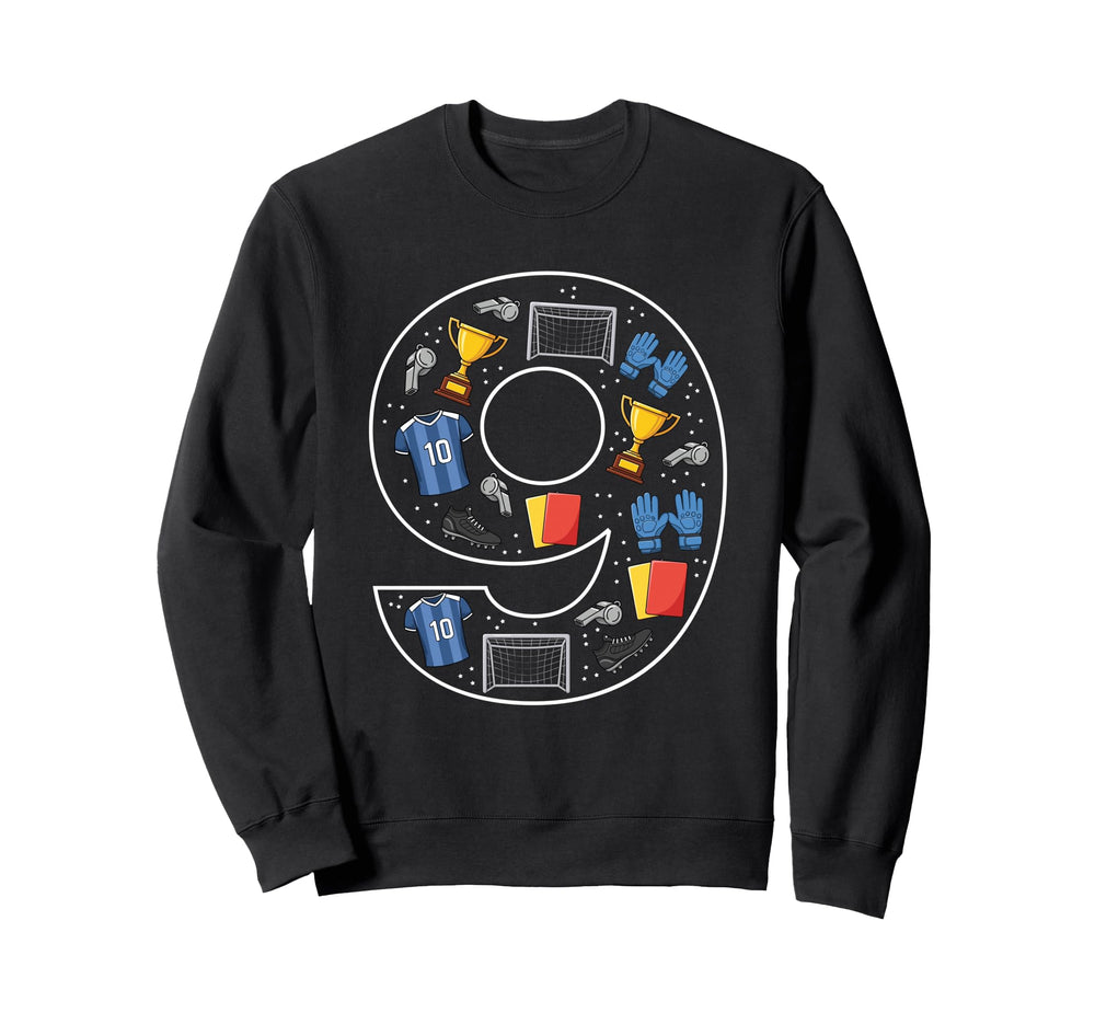 9Th Birthday 9 Year Old Football Sweatshirt - Aesthetic Graphic Unisex