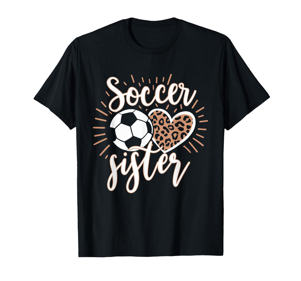 Soccer Sister Heart Leopard Soccer T-Shirt - Streetwear Style for Adults