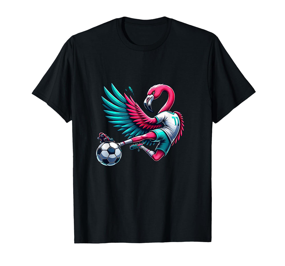 Flamingo Football Striker 11 Kicking T-Shirt - Custom Art Print Unisex