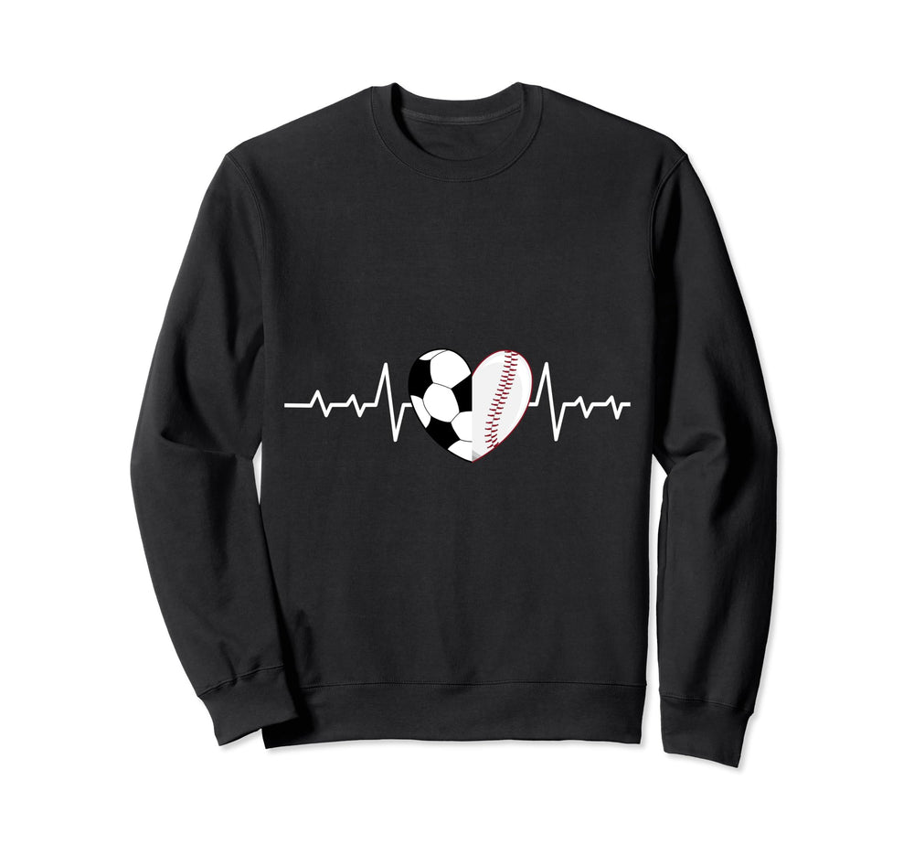 Football Heartbeat Baseball Heartbeat Sweatshirt - Graphic Print Men Women