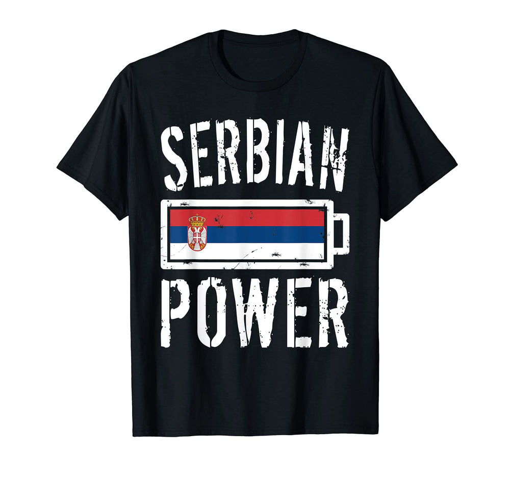 Serbia Flag Serbian Power Battery T-Shirt - Streetwear Style for Adults