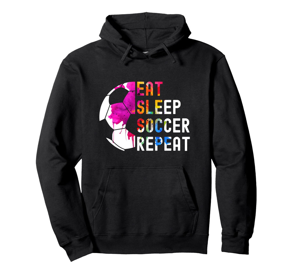 Eat Sleep Soccer Repeat Soccer Hoodie - Unique Graphic Unisex