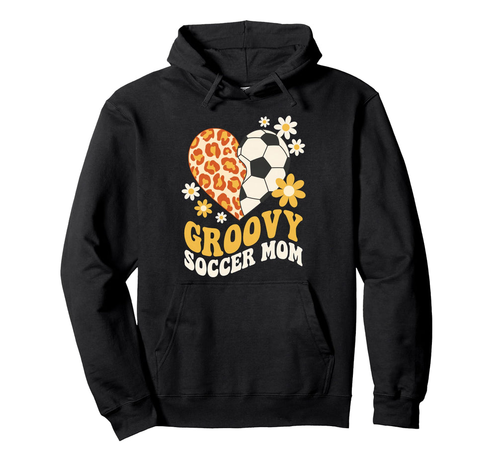 Groovy Leopard Floral Soccer Heart Hoodie - Streetwear Style for Adults