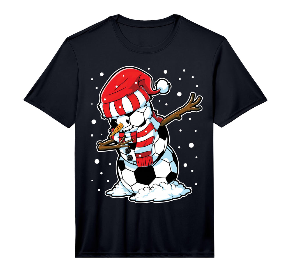 Soccer Snowman Dabbing Ball Santa T-Shirt - Graphic Print Unisex