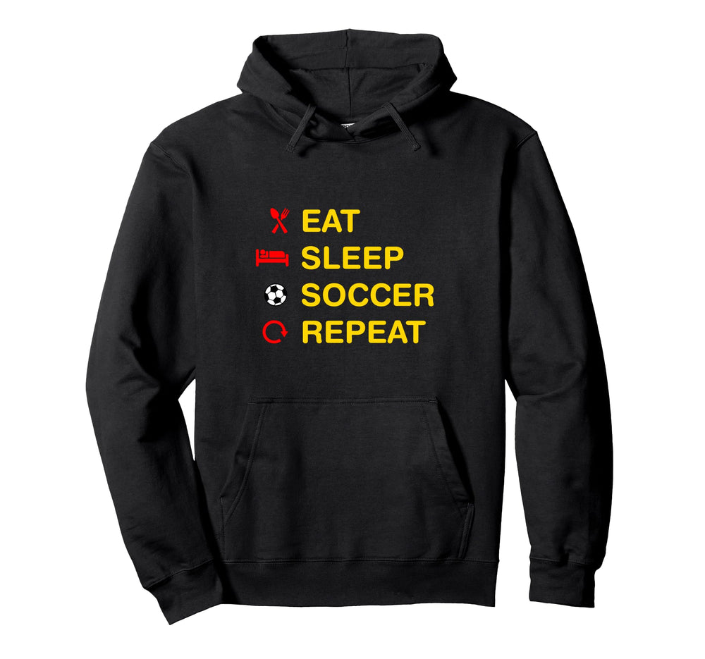 Eat Sleep Soccer Repeat Hoodie - Minimalist Print Unisex