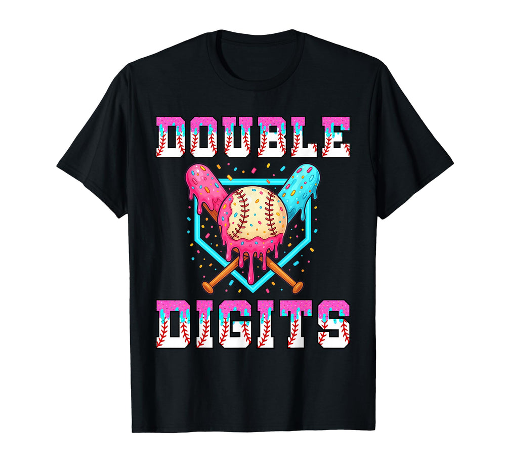 10Th Birthday Baseball Drip Theme T-Shirt - Aesthetic Graphic Men Women