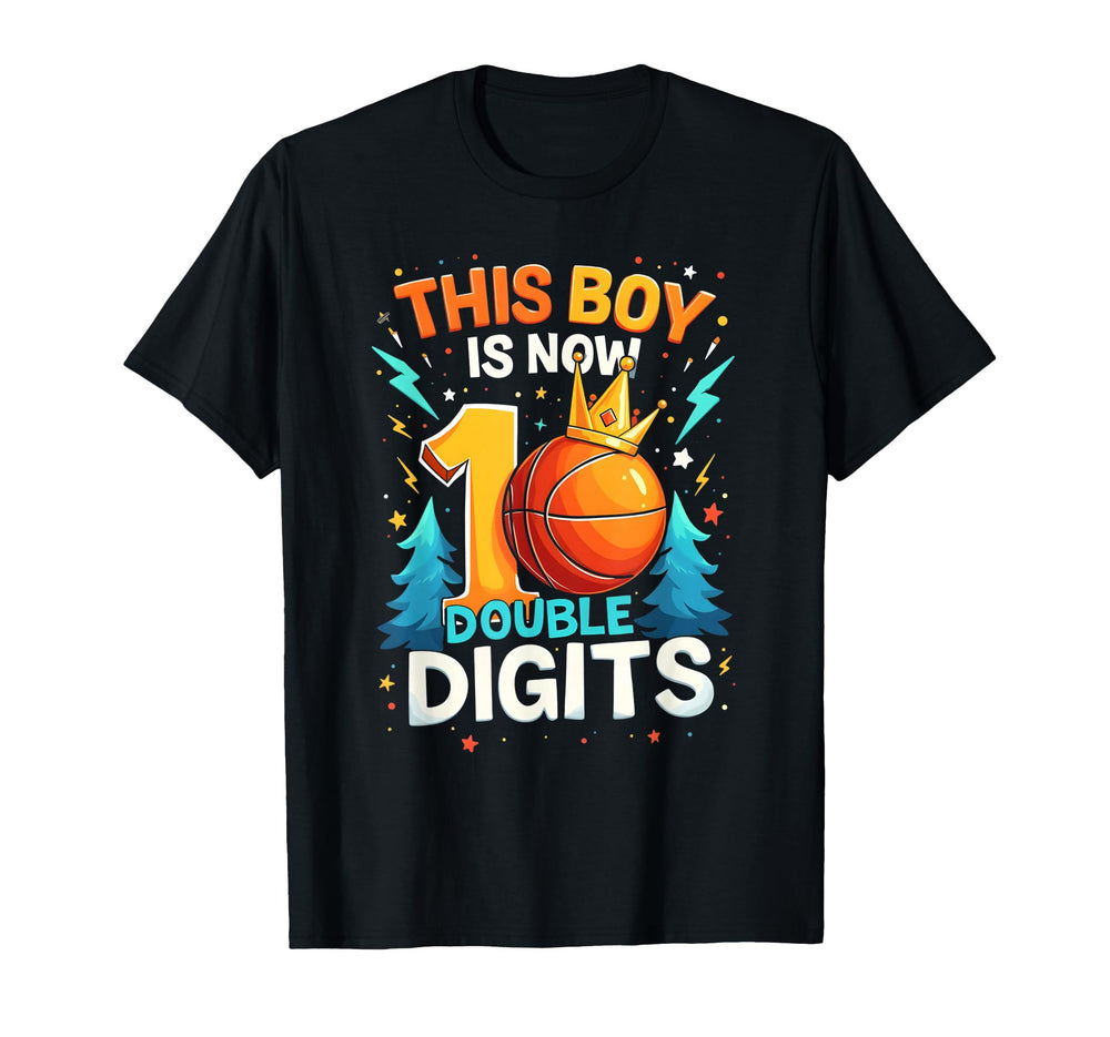 Double Digits Basketball Birthday 10 T-Shirt - Casual Everyday Wear Unisex