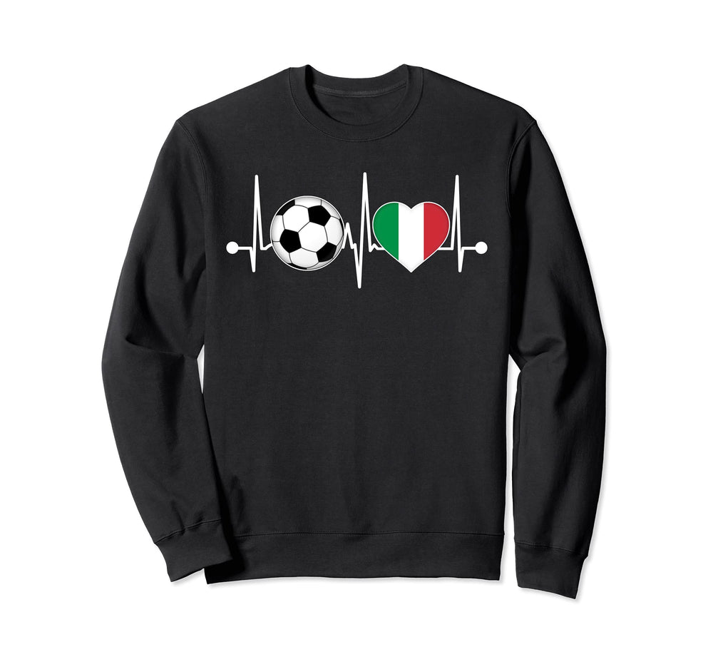 Italy Soccer Funny Soccer Fan Heartbeat Sweatshirt - Graphic Print Unisex