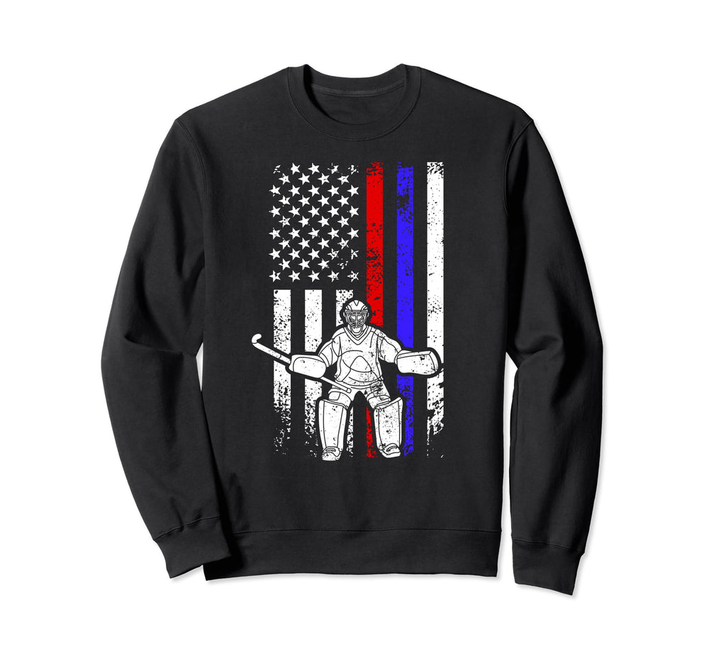 Ice Hockey Goalkeeper Us Flag Sweatshirt - Aesthetic Graphic for Adults