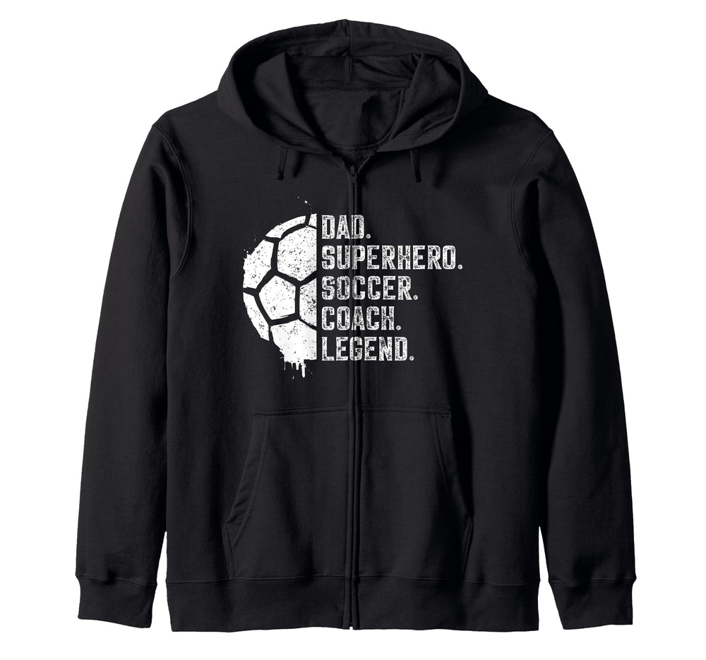Dad Superhero Soccer Coach Legend Gift Hoodie - Trendy Graphic for Adults