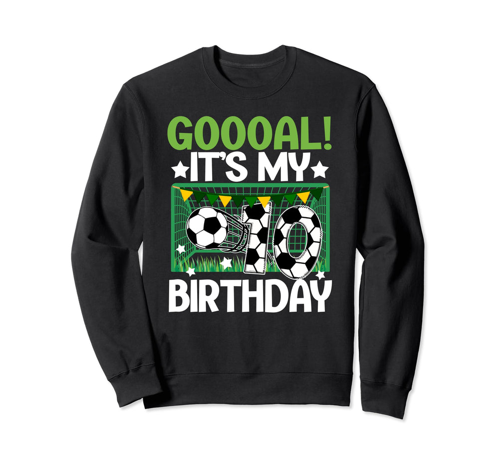 10Th Birthday Party Soccer Ten Year Sweatshirt - Graphic Print for Adults