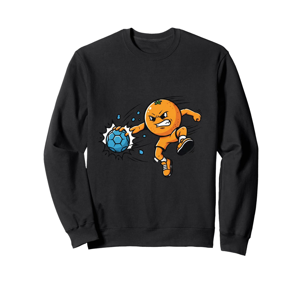Orange Handball Soccer Attack Cartoon Sweatshirt - Custom Art Print Unisex