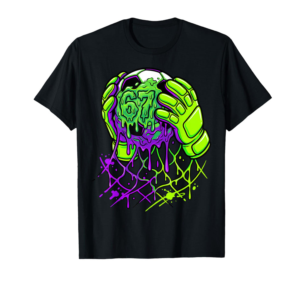 Slime Soccer 67 Goalie Gloves T-Shirt - Novelty Apparel for Adults