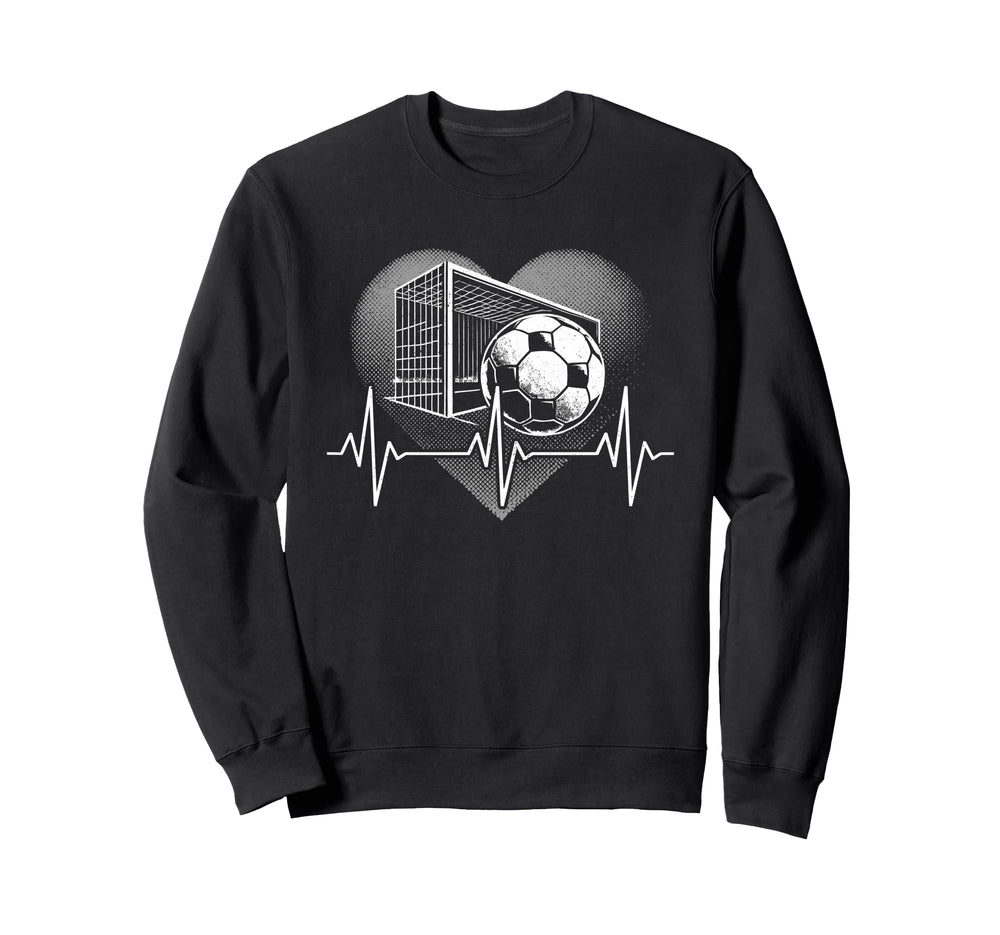 Heartbeat Soccer Player Goal Team Sweatshirt - Trendy Graphic for Adults