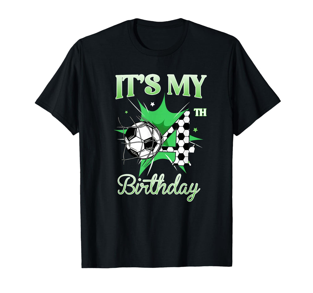 Its My 4Th Birthday Soccer Ball 4 Year T-Shirt - Minimalist Print Unisex