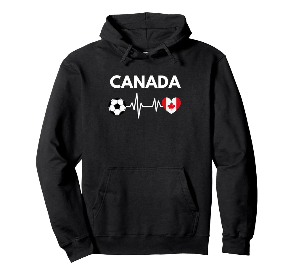Canada Flag Heartbeat Soccer Hoodie - Trendy Graphic Unisex
