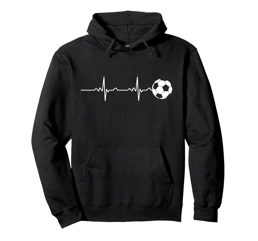 Soccer Ball Heartbeat Football Players Hoodie - Graphic Print for Adults