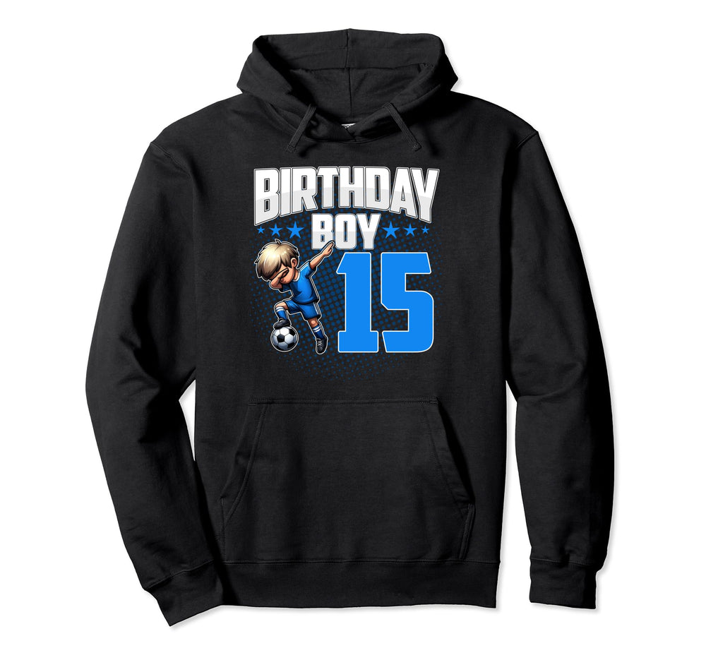 15Th Birthday Soccer Dabbing 15 Years Hoodie - Minimalist Print for Adults