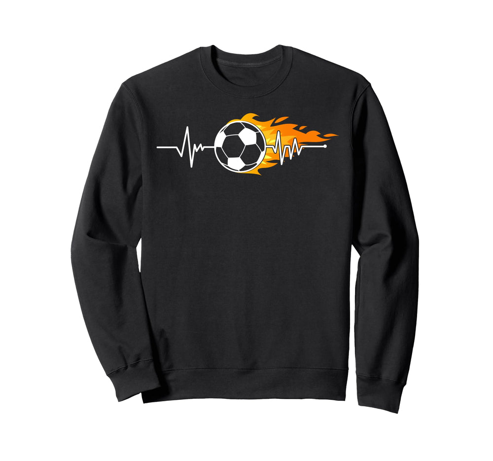 Soccer Heartbeat Pulse Flaming Sweatshirt - Trendy Graphic Men Women