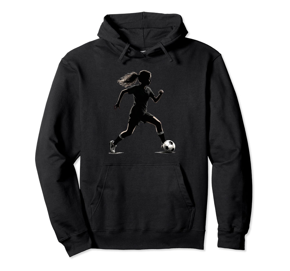 Soccer Player Silhouette Womens Soccer Hoodie - Graphic Print for Adults