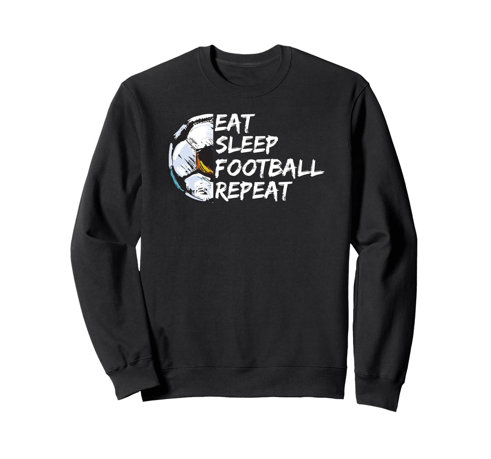 Eat Sleep Football Repeat Half Ball Sweatshirt - Unique Graphic for Adults